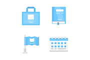 Office accessories flat design icons