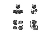 Internet robots glyph icons set