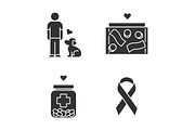 Volunteering glyph icons set
