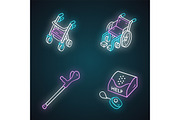 Disabled devices neon light icons