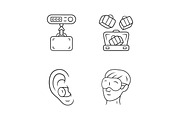 Travel accessories linear icons set