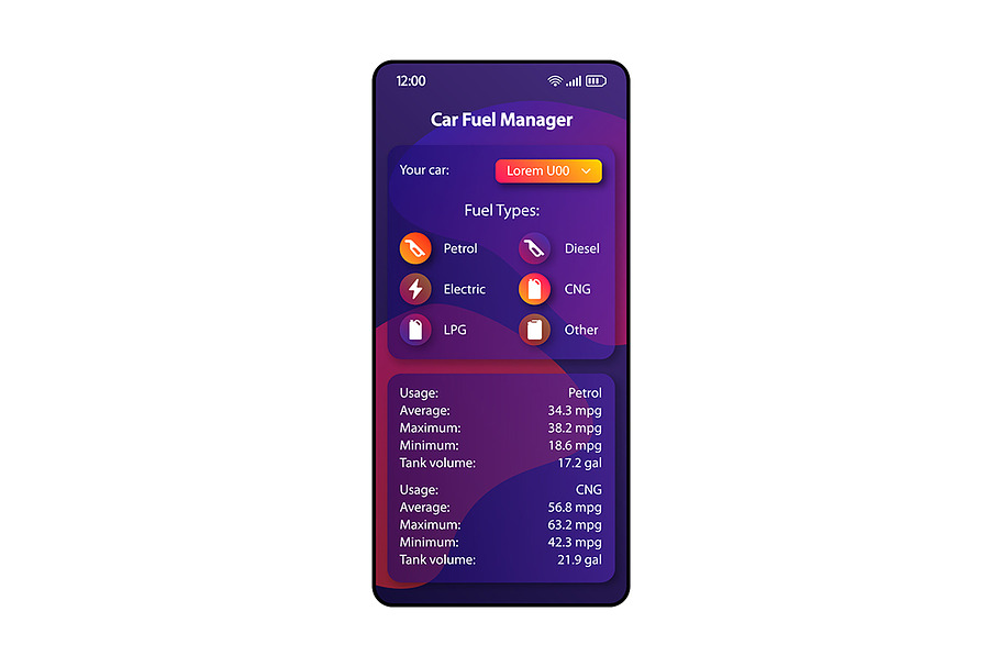 Car fuel manager interface in Mobile & Web Mockups - product preview 8