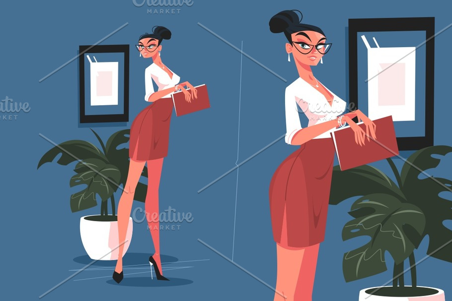 Cute secretary in office in Illustrations - product preview 8
