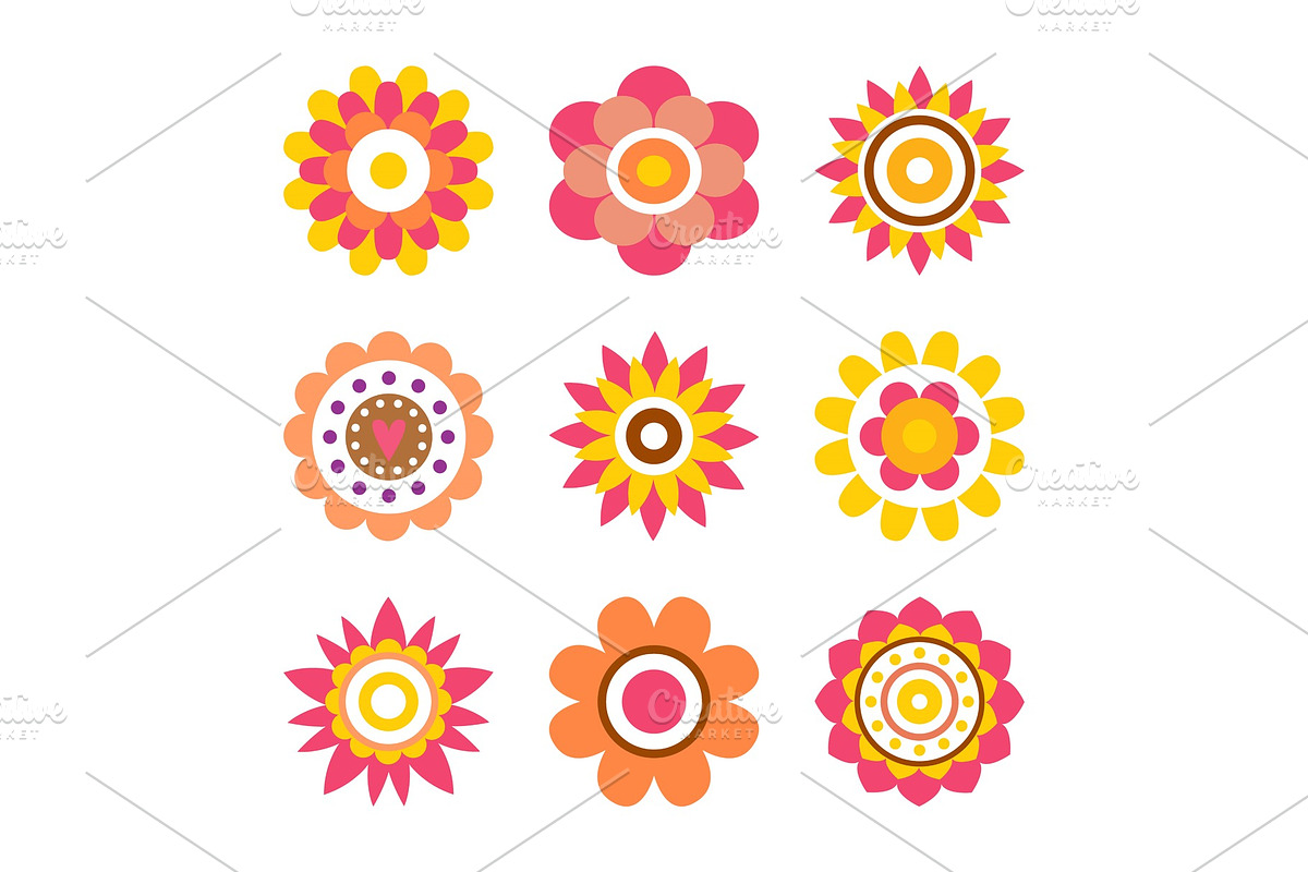 Abstract Round Fowers Made of Circle in Illustrations - product preview 8
