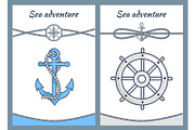 Sea Adventure Color Posters, Vector