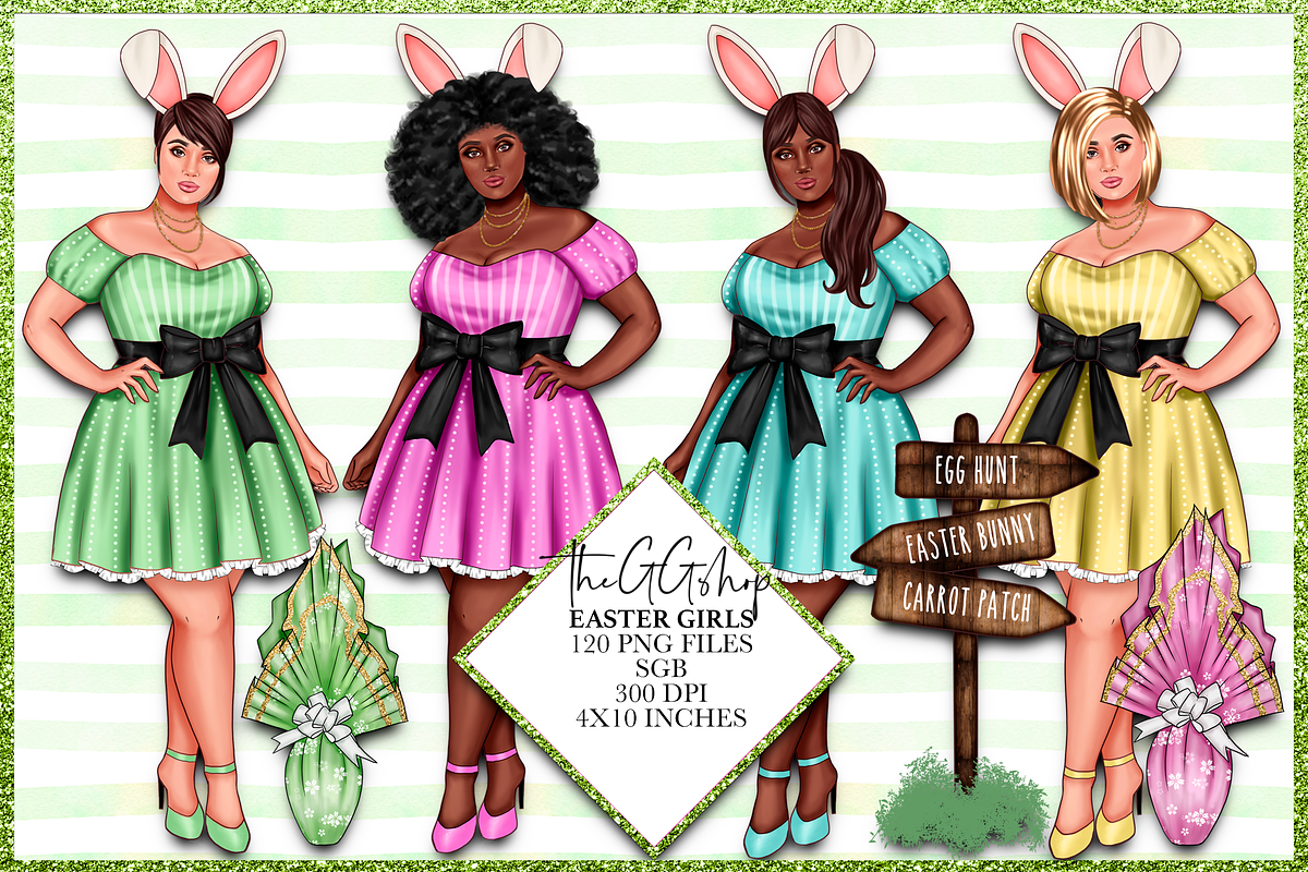 Easter Curvy Girl cliparts in Illustrations - product preview 8
