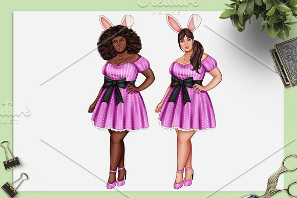 Easter Curvy Girl cliparts in Illustrations - product preview 1