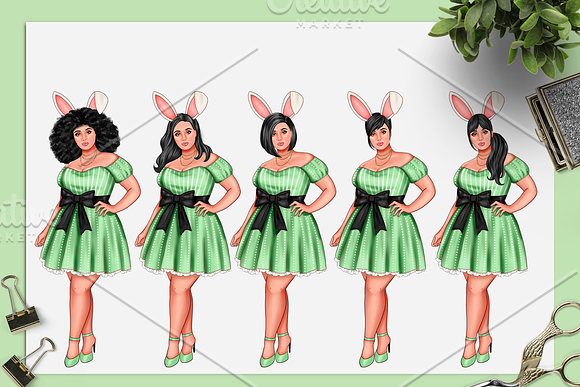 Easter Curvy Girl cliparts in Illustrations - product preview 3