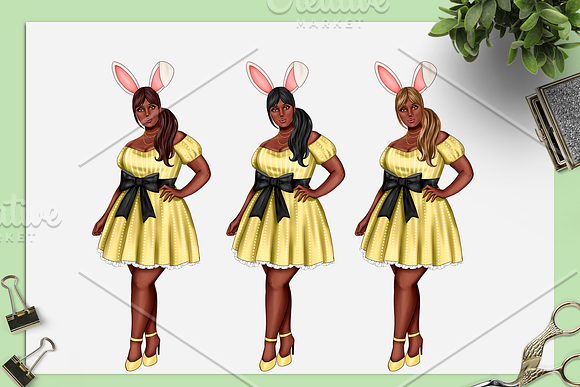 Easter Curvy Girl cliparts in Illustrations - product preview 4