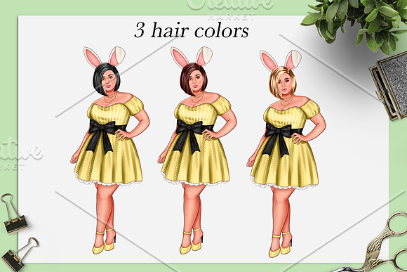 Easter Curvy Girl cliparts in Illustrations - product preview 5