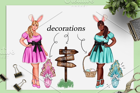 Easter Curvy Girl cliparts in Illustrations - product preview 7