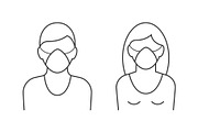 Man and woman wearing mask
