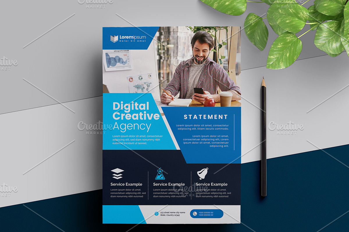 Blue Corporate Flyer Template in Flyer Templates - product preview 8