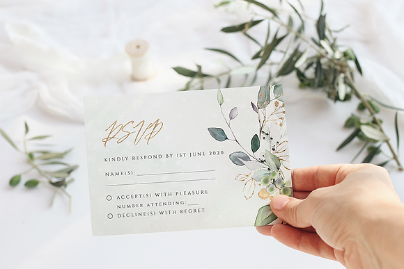 Eucalyptus Laurel Wedding Invitation in Wedding Templates - product preview 1