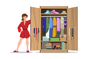 Woman with open closet