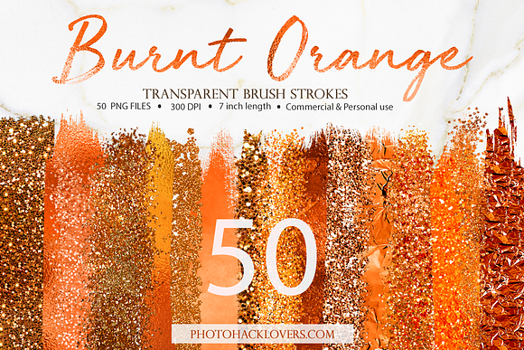 50 Burnt Orange Brush Strokes in Objects - product preview 6