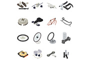 Bicycle part icons set