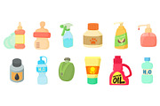 Plastic bottle icon set