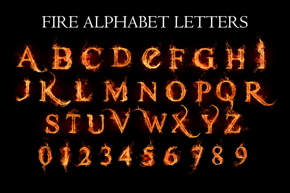 Fire Alphabet Letters and Numbers in Objects - product preview 8