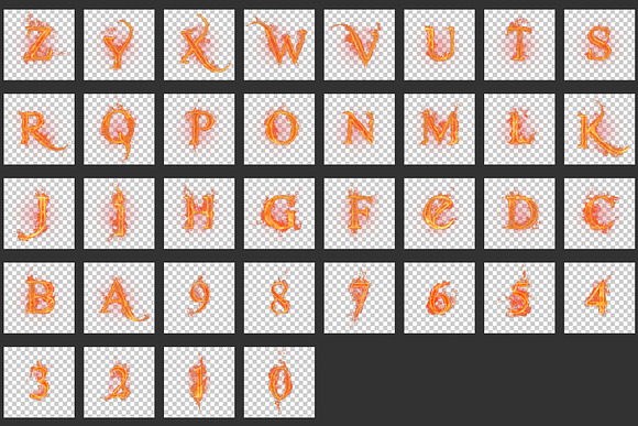 Fire Alphabet Letters and Numbers in Objects - product preview 1