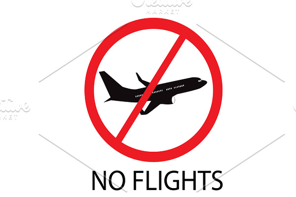 No flights sign icon vector illustra