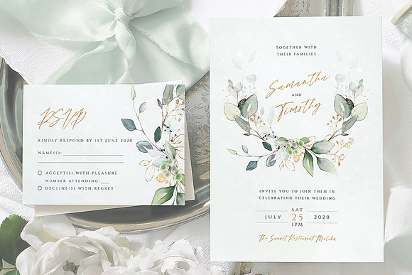 Eucalyptus Laurel Wedding Invitation in Wedding Templates - product preview 2