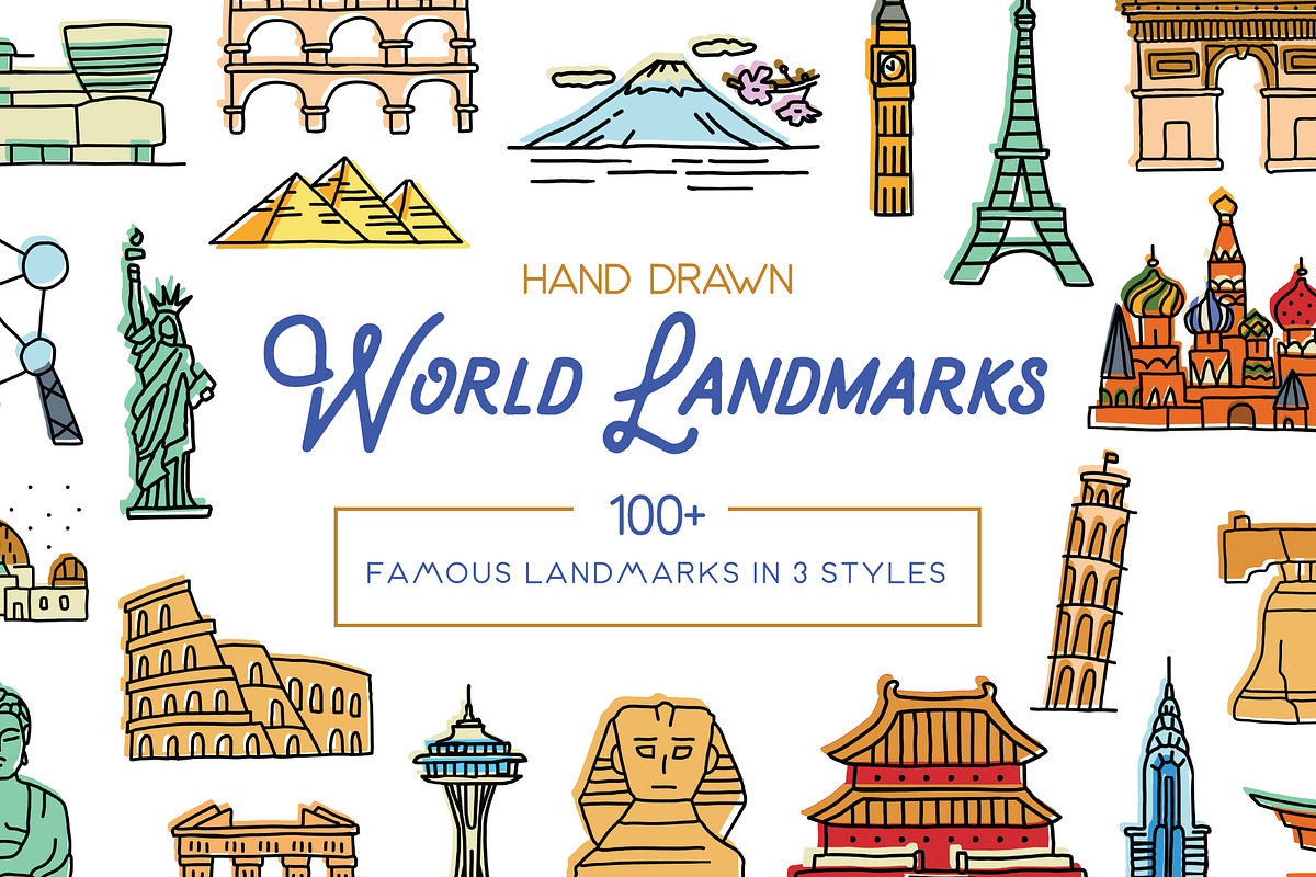 Hand Drawn World Landmarks in Illustrations - product preview 8