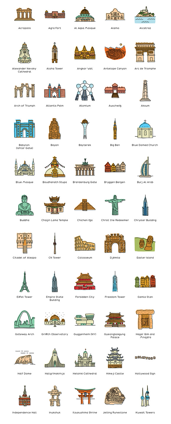 Hand Drawn World Landmarks in Illustrations - product preview 5