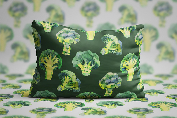 Broccoli. Watercolor cliparts. in Illustrations - product preview 5