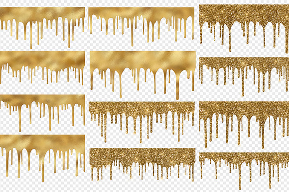 Dripping Gold Clipart in Textures - product preview 1