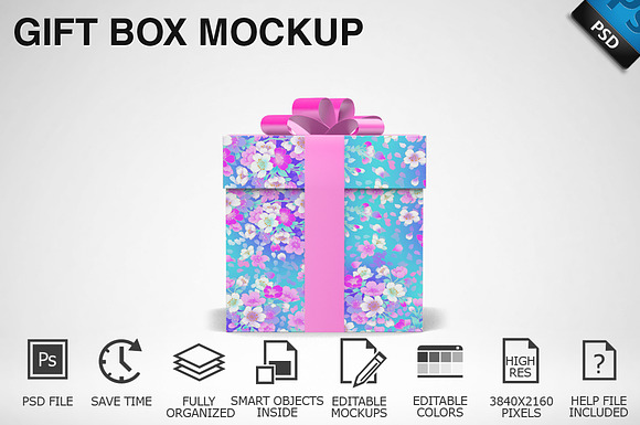 Gift Box Mockup 02 in Product Mockups - product preview 1