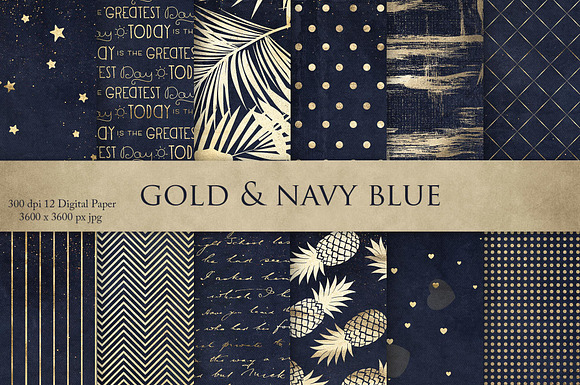 Gold Navy Blue Watercolor Textures in Textures - product preview 4