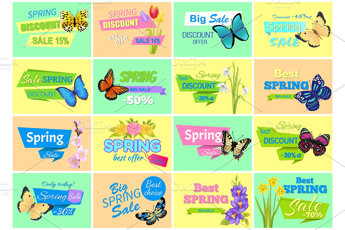Spring Discount Sale Set, Vector in Illustrations - product preview 8