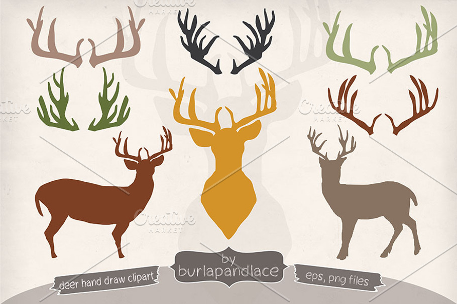 Hand draw deer/Antlers clipart