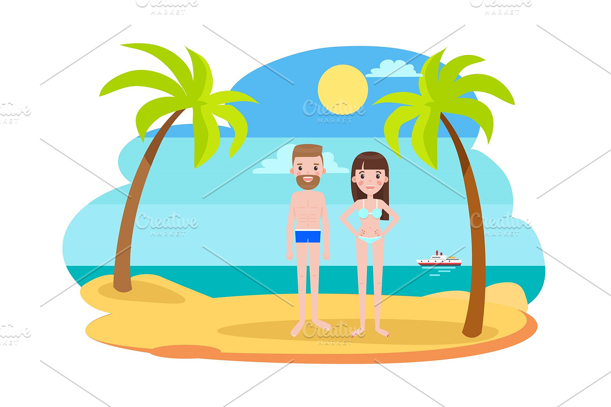 Man and Woman in Swimsuits on the in Illustrations - product preview 8