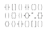 brackets line. typography graphic