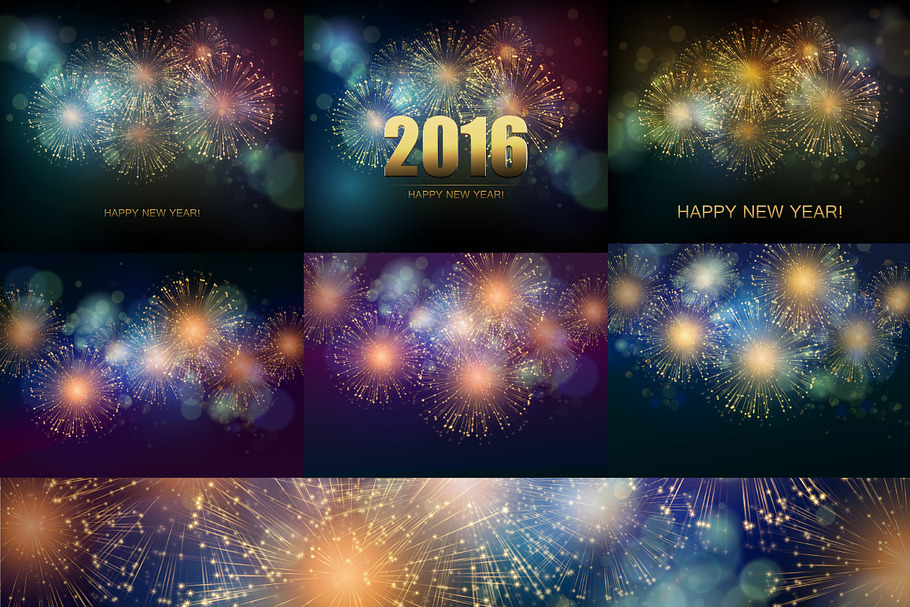 Big set -Vector fireworks background in Illustrations - product preview 8