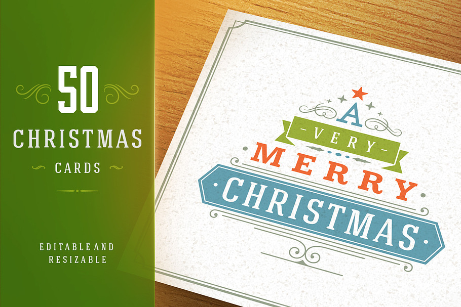 50 Christmas greeting cards + bonus in Postcard Templates - product preview 8