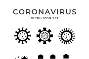 Set glyph icons of coronavirus