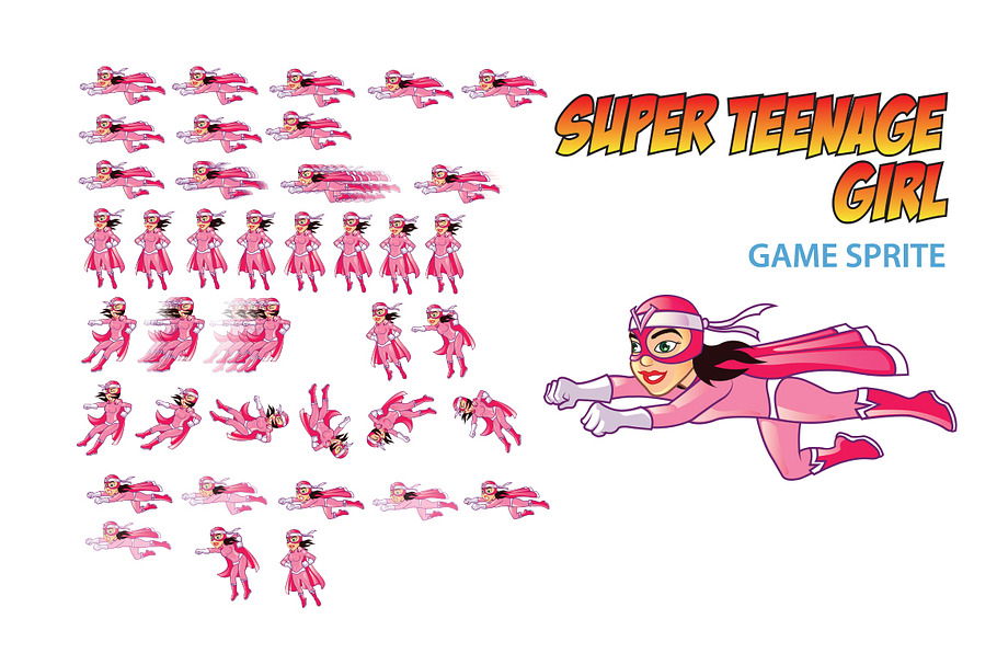 Super Teenage Girl Game Sprite in Illustrations - product preview 8