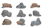 Set of Stones and Rocks for Game