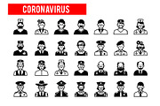 Avatars of doctors and police. Face
