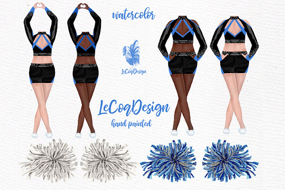Cheerleaders Girls Clipart in Illustrations - product preview 1