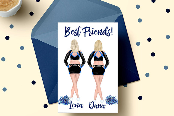Cheerleaders Girls Clipart in Illustrations - product preview 3
