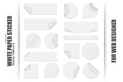 Set Of Blank White Paper Stickers