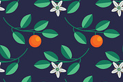 Seamless flowers and oranges pattern