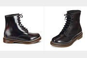 black leather boot. Vector