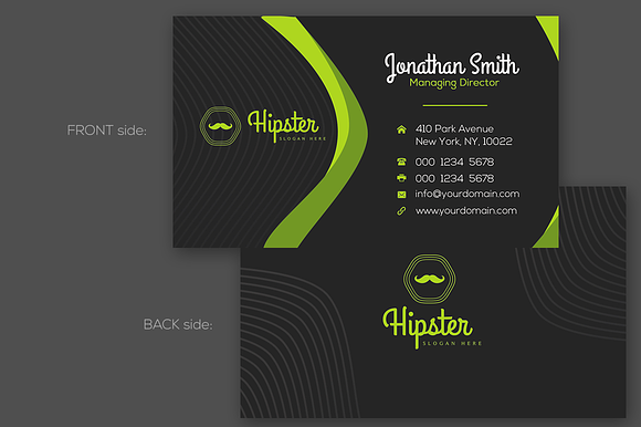 Hipster Modern Business card in Business Card Templates - product preview 2