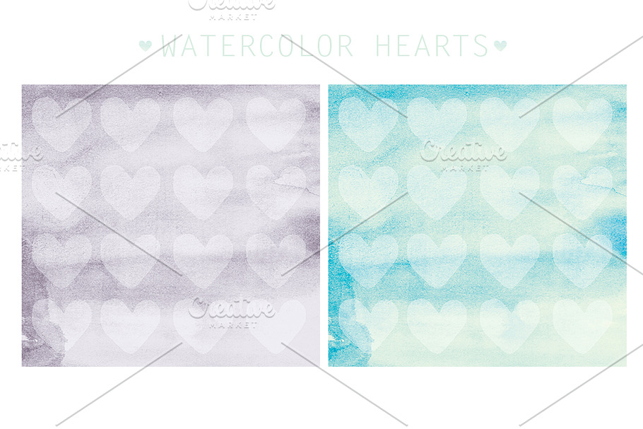 watercolor hearts in Textures - product preview 8