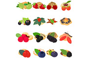 Fruit cookie icons set